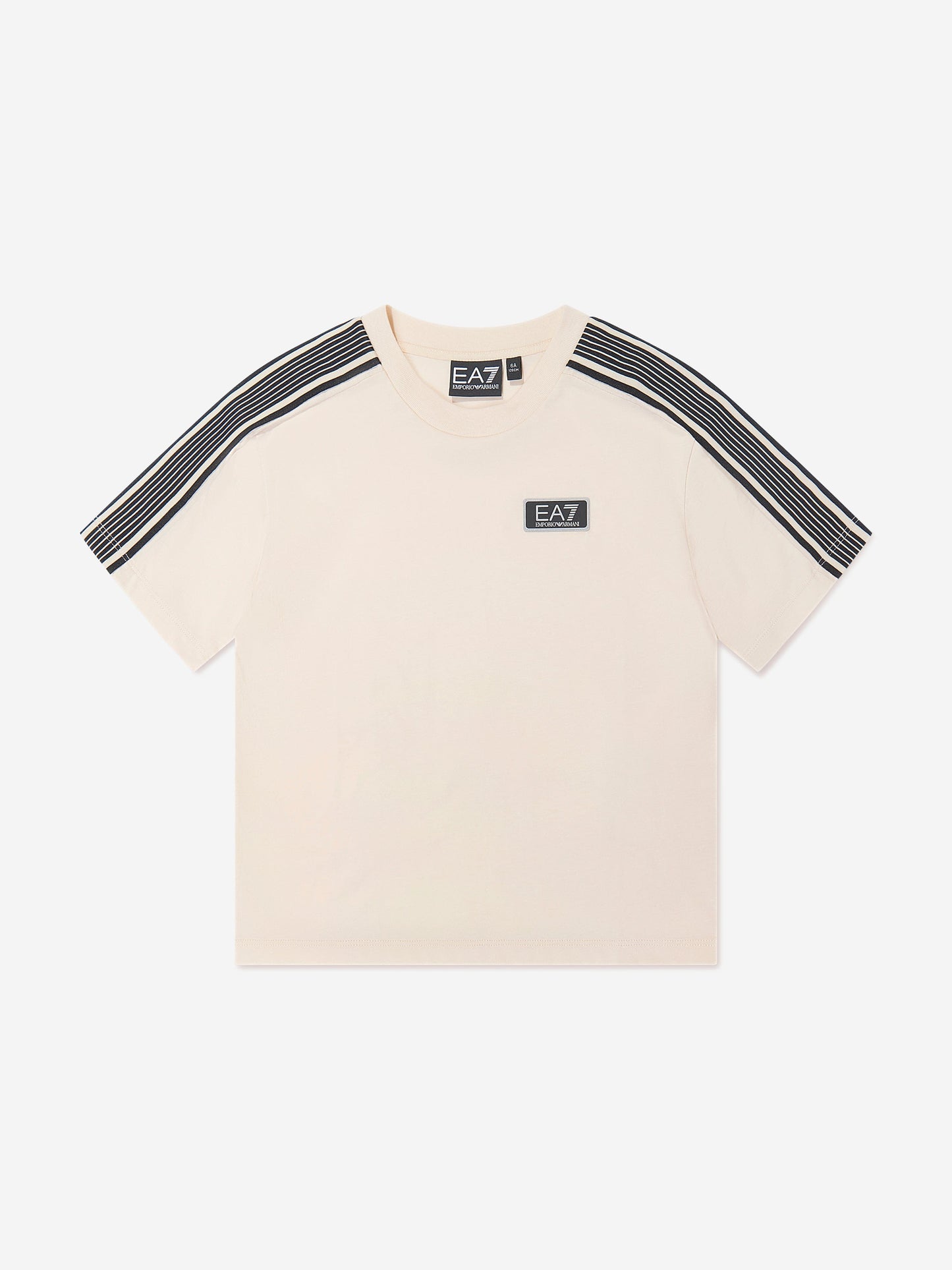 EA7 Emporio Armani 男童徽标 T 恤（米色）