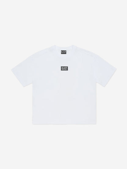 EA7 Emporio Armani 男童白色徽标 T 恤