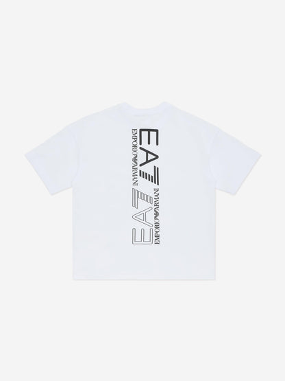 EA7 Emporio Armani 男童白色徽标 T 恤