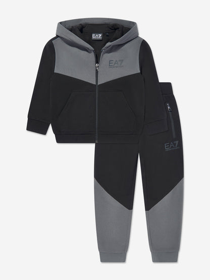男童黑色拼色运动服