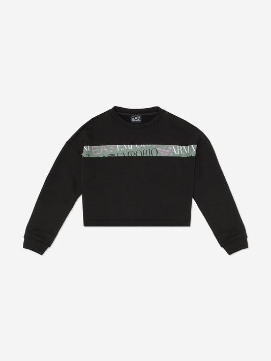 EA7 Emporio Armani 女童徽标运动衫（黑色）
