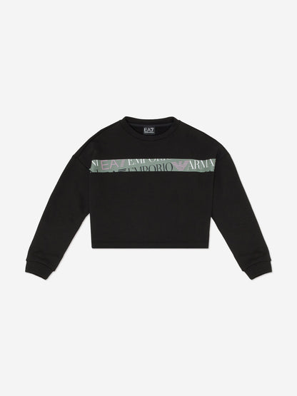 EA7 Emporio Armani 女童徽标运动衫（黑色）