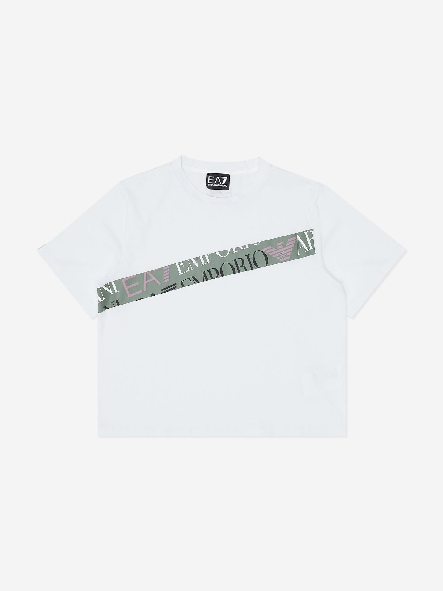 EA7 Emporio Armani 女童徽标 T 恤（白色）