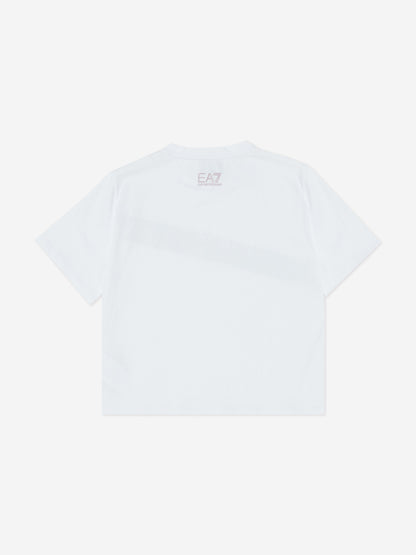 EA7 Emporio Armani 女童徽标 T 恤（白色）