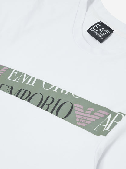 EA7 Emporio Armani 女童徽标 T 恤（白色）