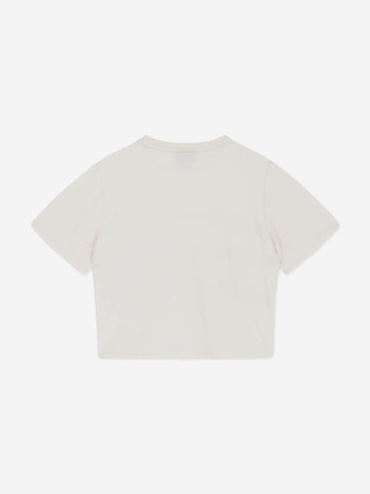 EA7 Emporio Armani 女童条纹徽标 T 恤（米色）