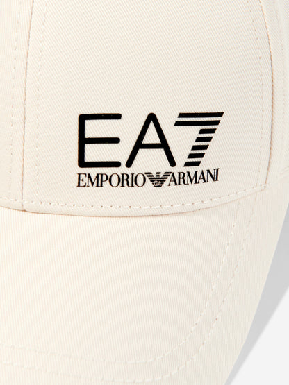 EA7 Emporio Armani Kids Logo Cap in Beige