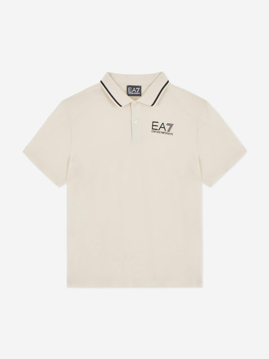 EA7 Emporio Armani 男童徽标 Polo 衫（米色）