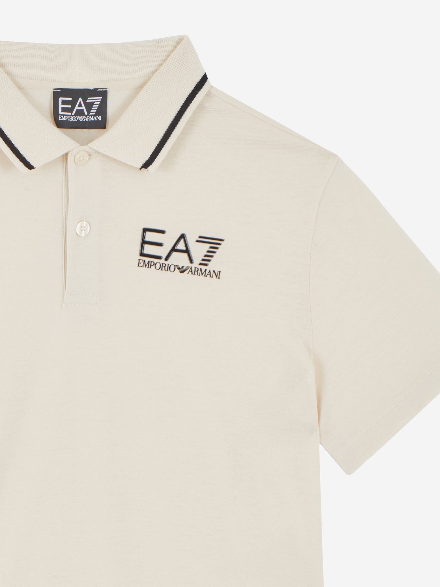 EA7 Emporio Armani 男童徽标 Polo 衫（米色）