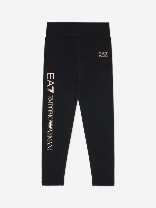 EA7 Emporio Armani 女童徽标紧身裤（黑色）