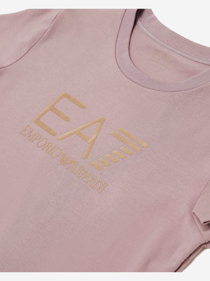 EA7 Emporio Armani 女童紫色徽标 T 恤