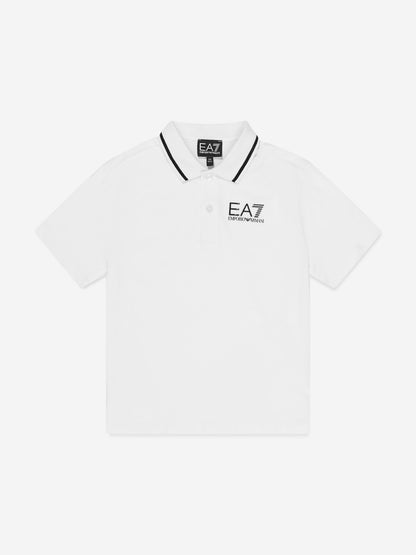 EA7 Emporio Armani 男童白色徽标 Polo 衫