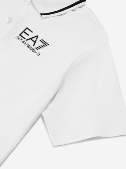 EA7 Emporio Armani 男童白色徽标 Polo 衫