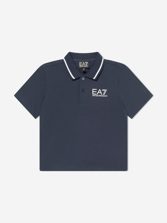 EA7 Emporio Armani 男童徽标 Polo 衫（海军蓝）