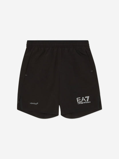 EA7 Emporio Armani 男童运动网球短裤（黑色）