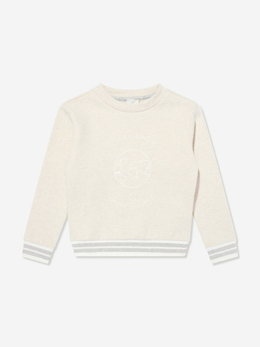 Eleventy Boys Around The World Sweatshirt in Beige