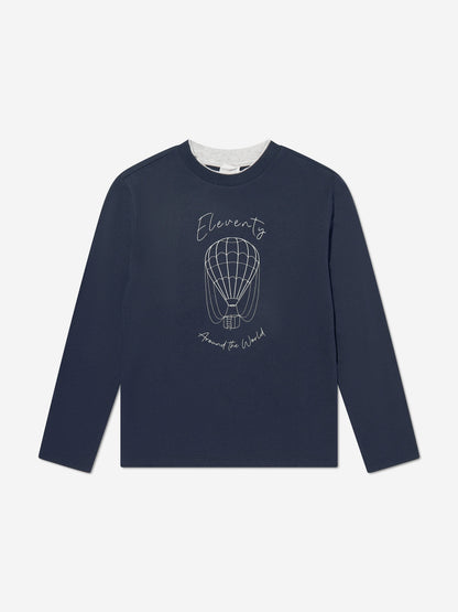 Eleventy Boys Long Sleeve T-Shirt in Navy