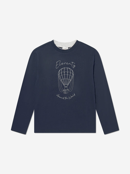 Eleventy Boys Long Sleeve T-Shirt in Navy