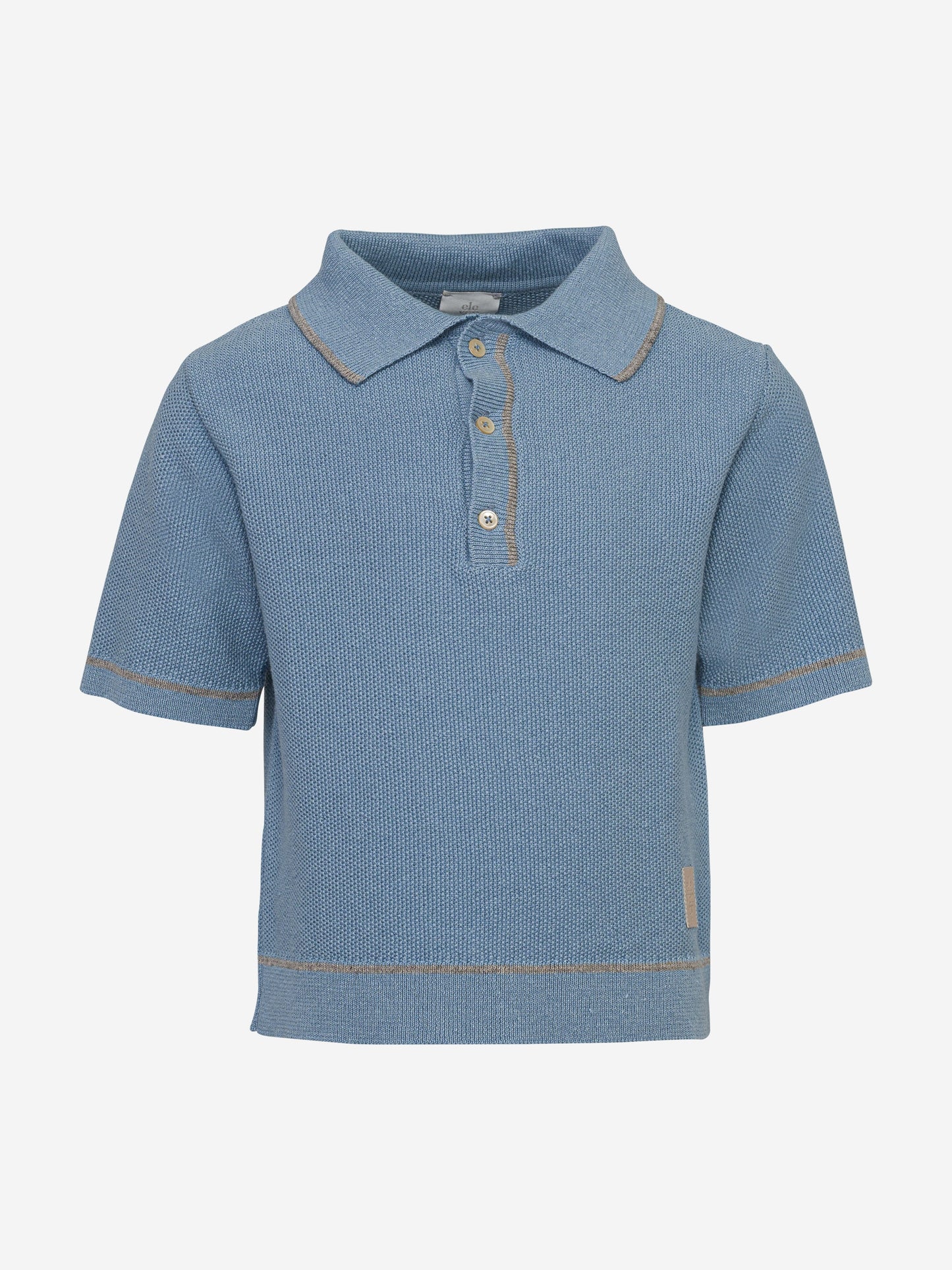 Eleventy 男童蓝色亚麻针织 Polo 衫