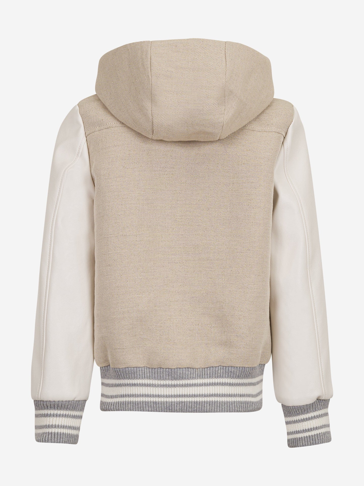 Boys Hooded Bomber Jacket in Beige