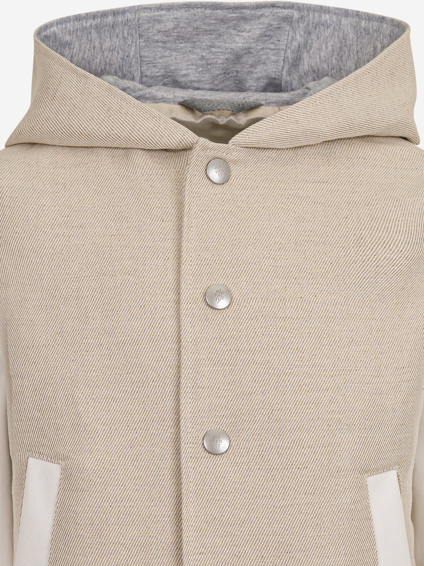 Boys Hooded Bomber Jacket in Beige