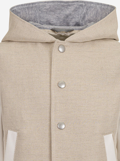 Boys Hooded Bomber Jacket in Beige
