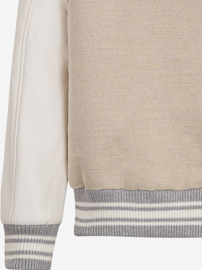 Boys Hooded Bomber Jacket in Beige