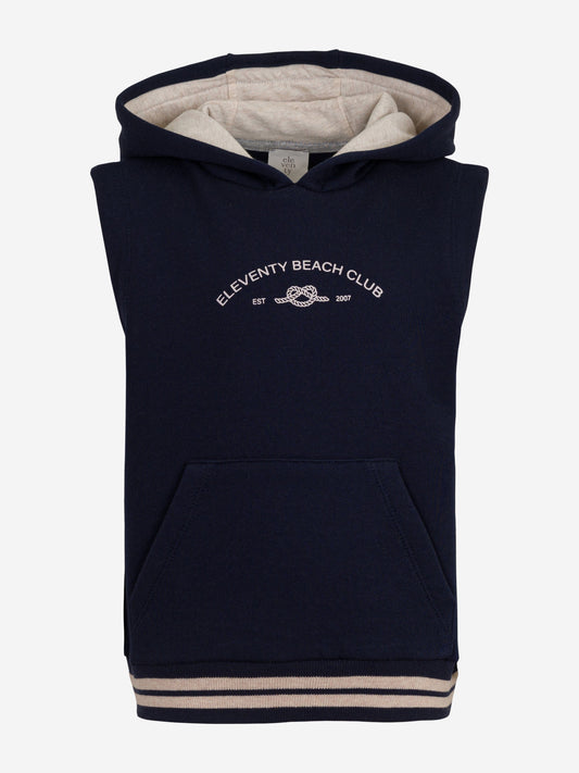 Boys Sleeveless Beach Club Hoodie in Navy