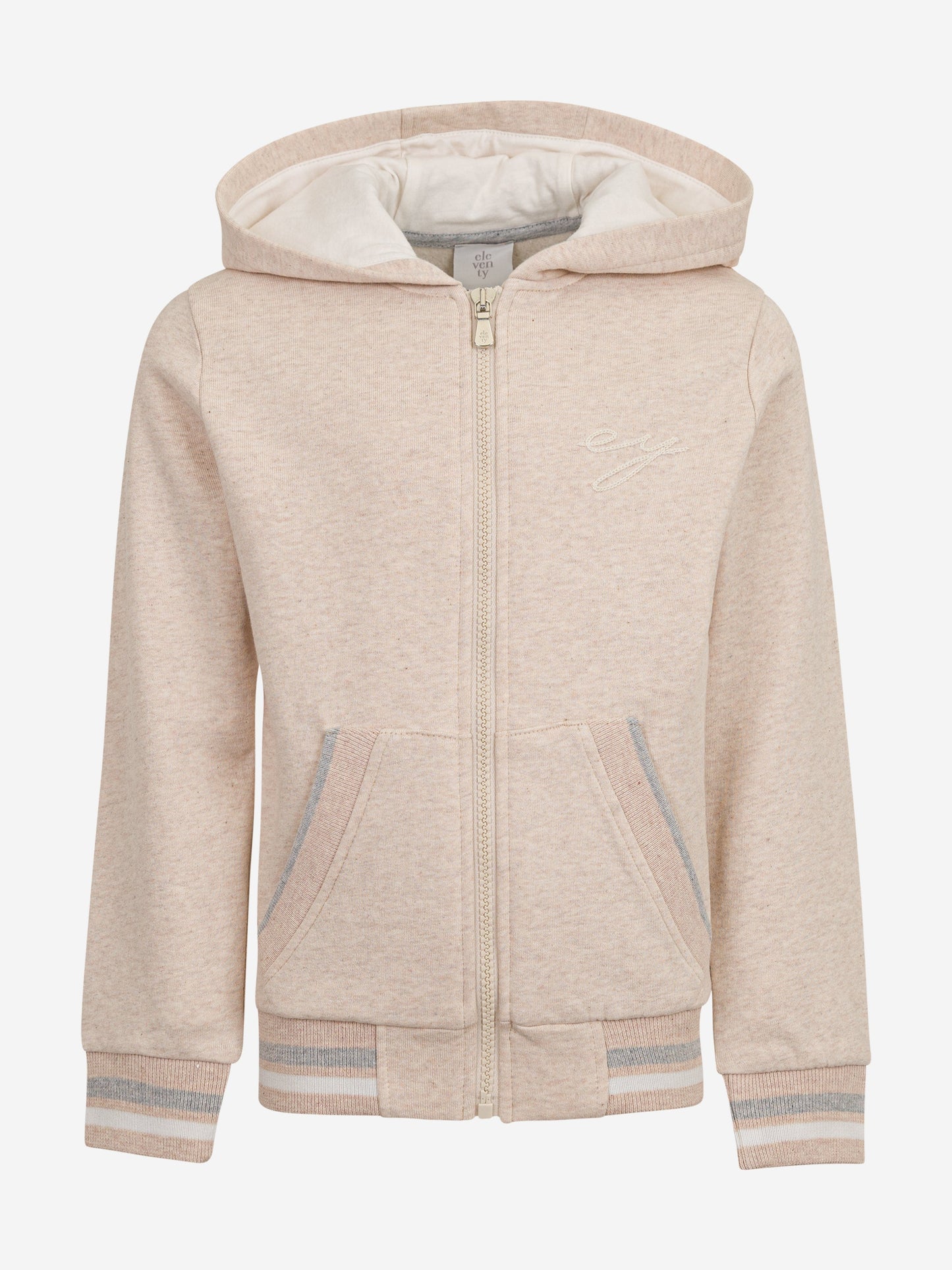 Boys Logo Zip Up Top in Beige
