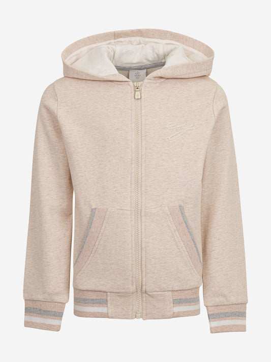 Boys Logo Zip Up Top in Beige