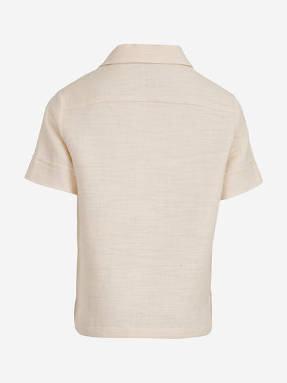 Boys Linen Short Sleeve Shirt in Ivory