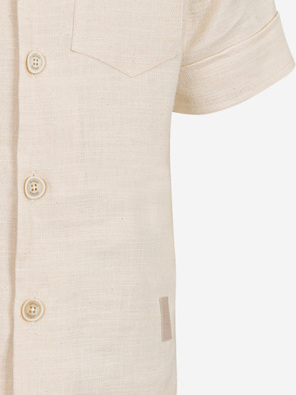 Boys Linen Short Sleeve Shirt in Ivory