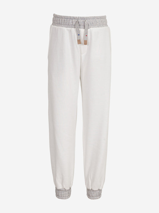 Boys Cotton Joggers in Ivory