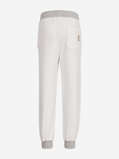 Boys Cotton Joggers in Ivory