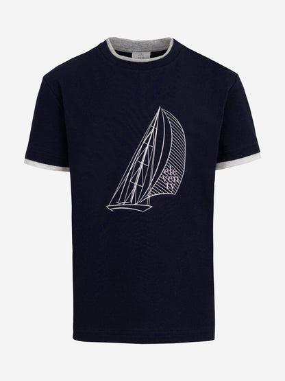 Boys Sailing Boat T-Shirt in Navy