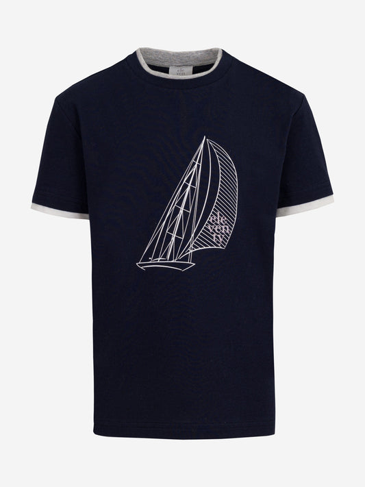 Boys Sailing Boat T-Shirt in Navy
