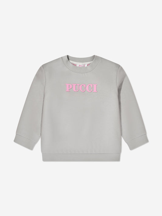 Pucci 女童徽标运动衫（灰色）