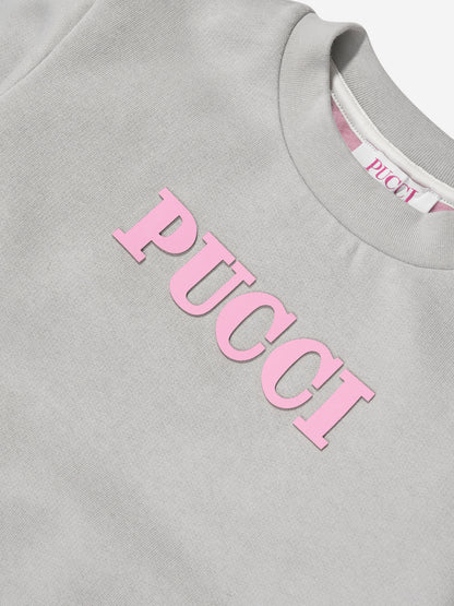 Pucci 女童徽标运动衫（灰色）