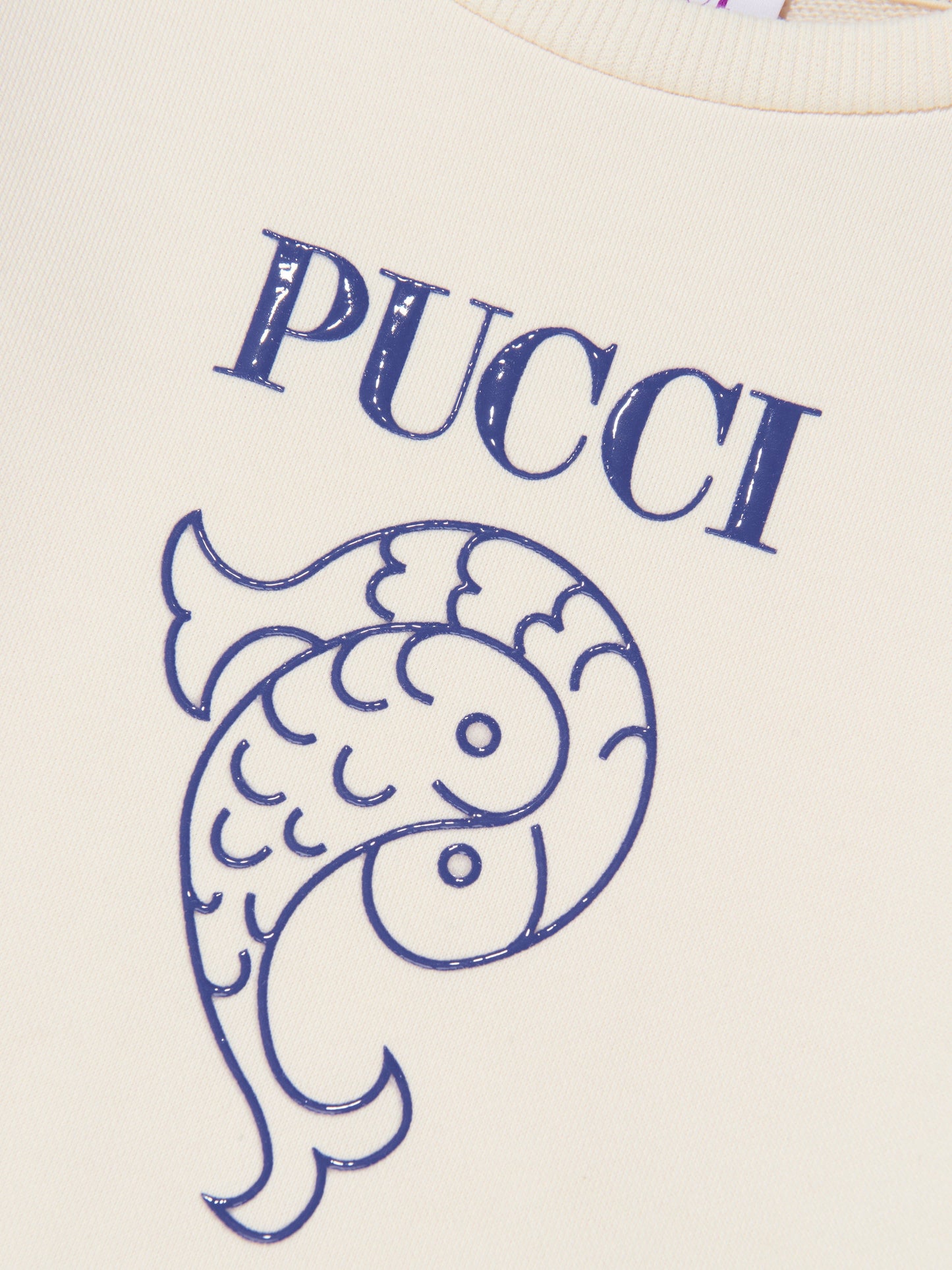 Pucci 女童象牙色徽标平纹针织连衣裙
