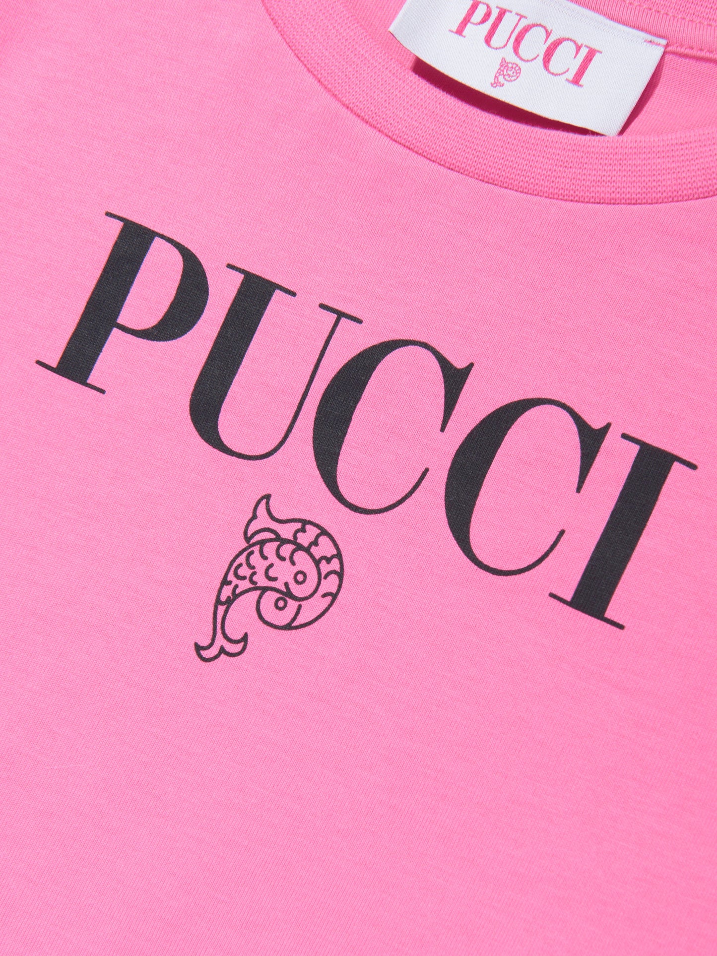 Pucci 女童粉色徽标 T 恤