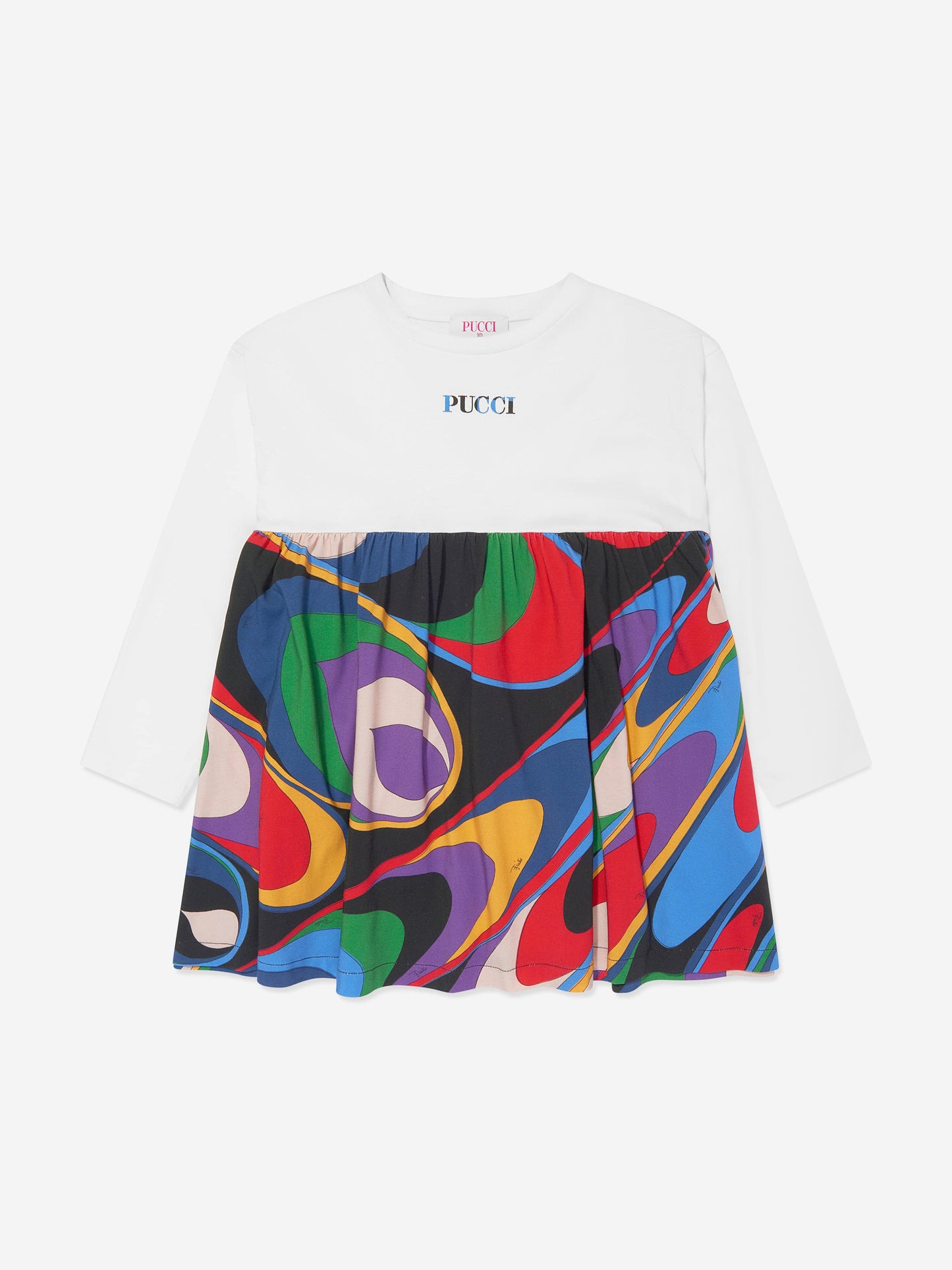 Pucci 女童象牙色 Onde 针织连衣裙
