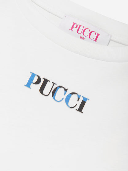 Pucci 女童象牙色 Onde 针织连衣裙