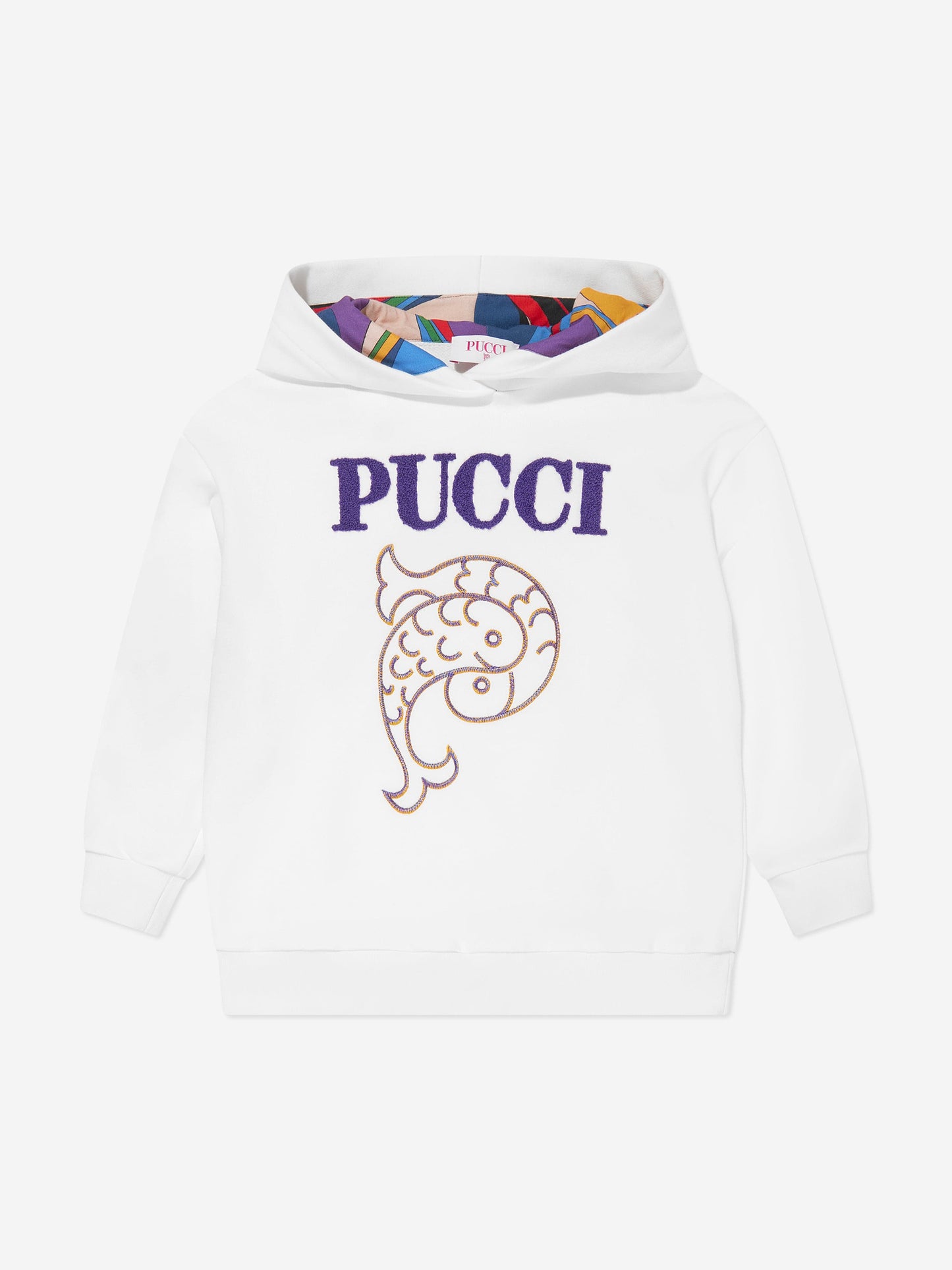 Pucci 女童象牙色徽标连帽衫