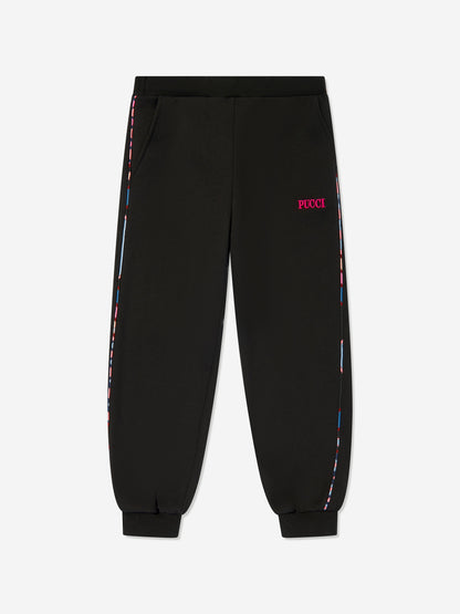 Pucci 女童黑色徽标慢跑裤