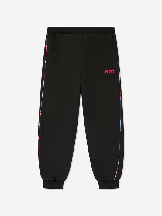 Pucci 女童黑色徽标慢跑裤