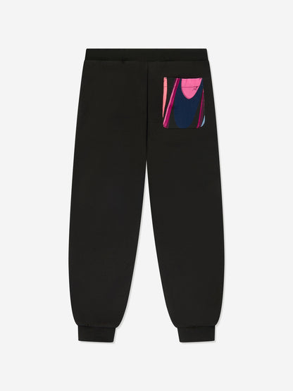 Pucci 女童黑色徽标慢跑裤