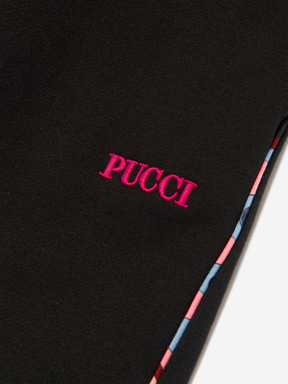 Pucci 女童黑色徽标慢跑裤