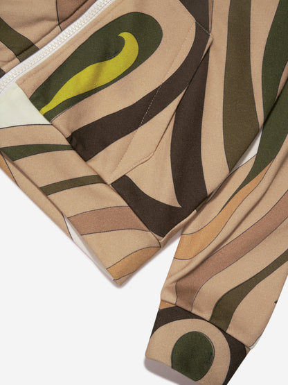 Pucci 女童 Marmo 拉链连帽衫（绿色）