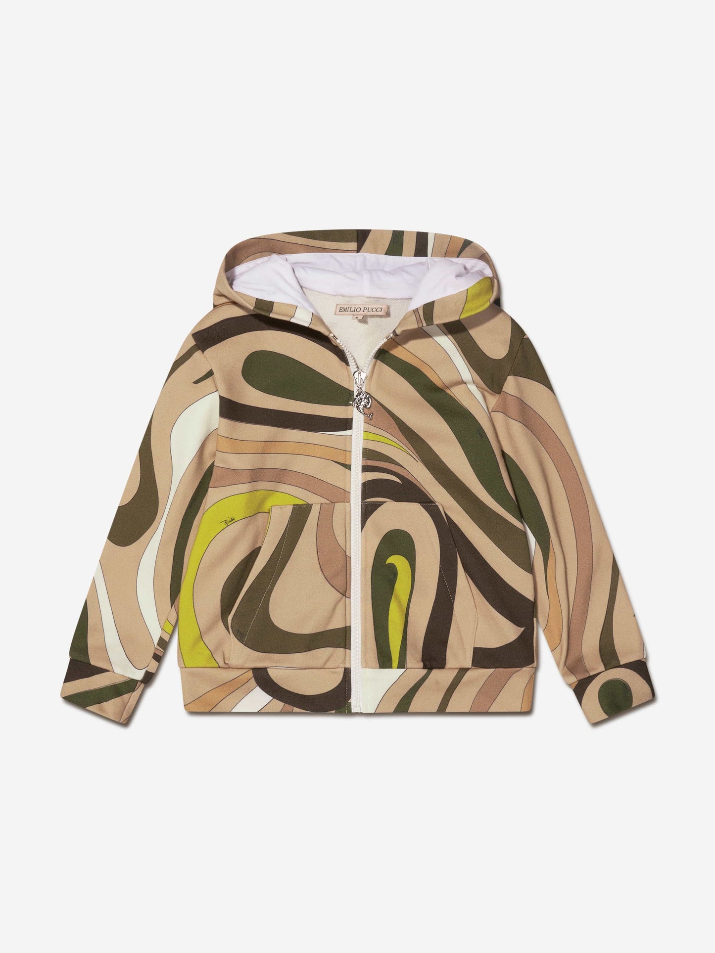 Pucci 女童 Marmo 拉链连帽衫（绿色）
