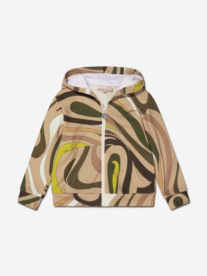 Pucci 女童 Marmo 拉链连帽衫（绿色）